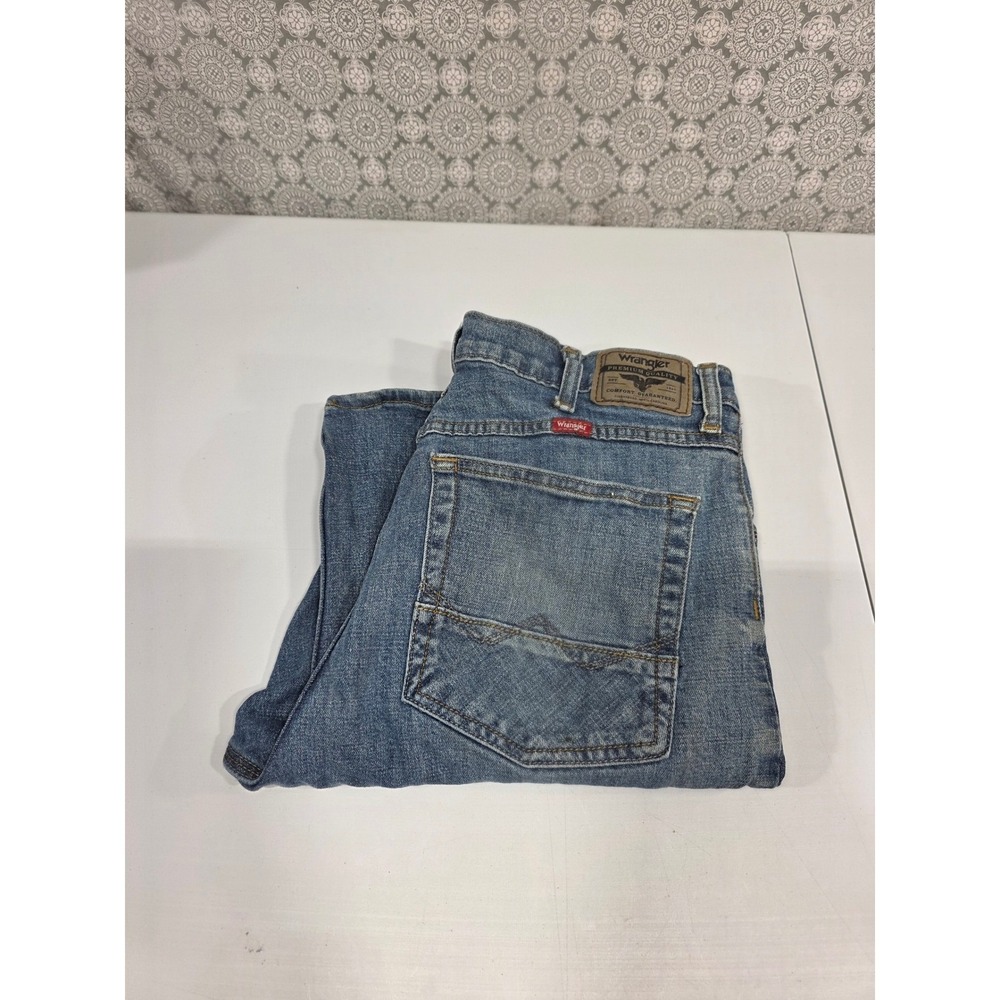 Wrangler Mens Jeans 34x29 Relaxed Boot Cut Jeans‎ Denim Pants Flex Blue